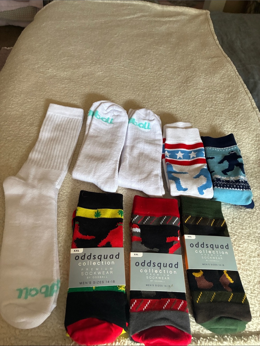 Men's Assorted Oddball Crew Socks - White, Black, Red, Green, Blue